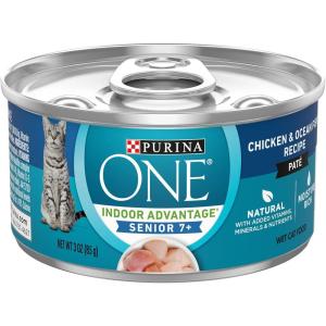 imagePurina ONE Grain Free Natural Senior Pate Wet Cat Food Vibrant Maturity 7 Chicken ampamp Ocean Whitefish Recipe  12 3 oz PullTop Cans