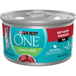 imagePurina ONE Natural Grain Free Wet Cat Food Pate Chicken Recipe  Pack of 24 3 oz PullTop CansClassic Beef Recipe