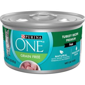 imagePurina ONE Natural Grain Free Wet Cat Food Pate Chicken Recipe  Pack of 24 3 oz PullTop CansClassic Turkey Recipe