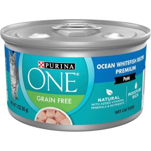 imagePurina ONE Natural Grain Free Wet Cat Food Pate Chicken Recipe  Pack of 24 3 oz PullTop CansOcean Whitefish Recipe