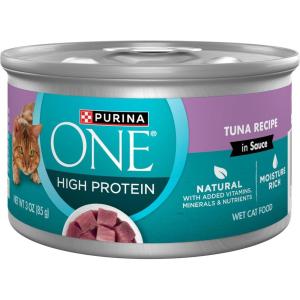imagePurina ONE Natural High Protein Cat Food Tuna Recipe in Sauce  Pack of 24 3 oz PullTop CansFlaked Tuna Recipe