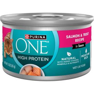 imagePurina ONE Natural High Protein Cat Food Tuna Recipe in Sauce  Pack of 24 3 oz PullTop CansSalmon  Trout Receipe