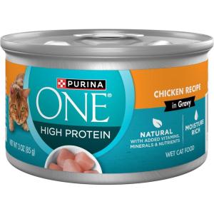 imagePurina ONE Natural High Protein Cat Food Tuna Recipe in Sauce  Pack of 24 3 oz PullTop CansSavory Chicken Recipe