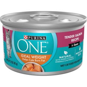 imagePurina ONE Natural Weight Control Wet Cat Food Ideal Weight Tender Salmon Recipe  24 3 oz PullTop CansSalmon