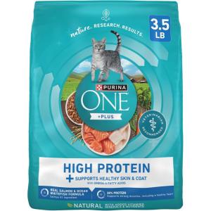 imagePurina ONE Plus High Protein Cat Food Dry Salmon and Ocean Whitefish Cat Skin and Coat Health Formula  35 lb Bag