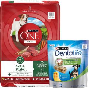 imagePurina ONE Plus Small Breed Lamb and Rice Formula Dry Dog Food  38 lb BagSmall Breed Bundle  ONE  Dentalife