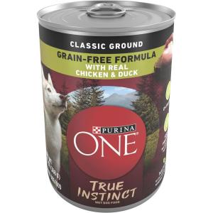 imagePurina ONE Wet Dog Food True Instinct Classic Ground GrainFree Formula With Real Chicken and Duck High Protein Dog Food  Pack of 12 13 oz Cans