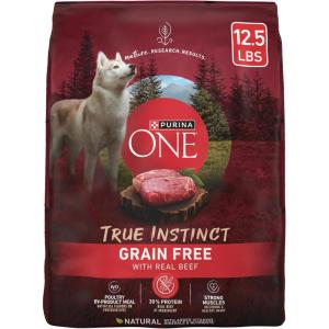 imagePurina One True Instinct Dry Dog Food Muscle ampamp Joint Support GrainFree Real Beef  125 lb Bag