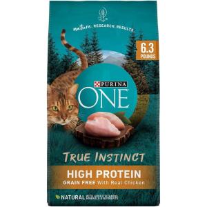 imagePurina ONE Natural High Protein Grain Free Dry Cat Food True Instinct With Real Chicken  63 lb BagChicken