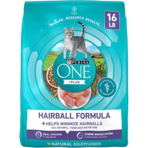 imagePurina ONE Natural Cat Food for Hairball Control PLUS Hairball Formula  16 lb BagChicken