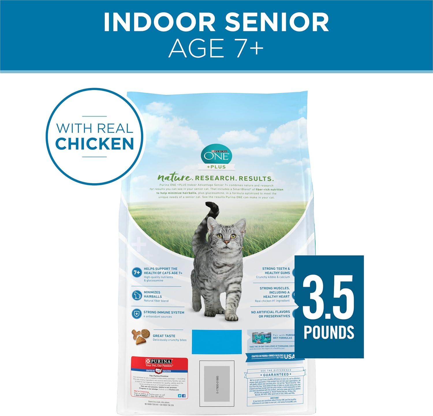 imagePurina ONE High Protein Natural Senior Dry Cat Food Indoor Advantage Senior  35 lb Bag35 Pound Pack of 1