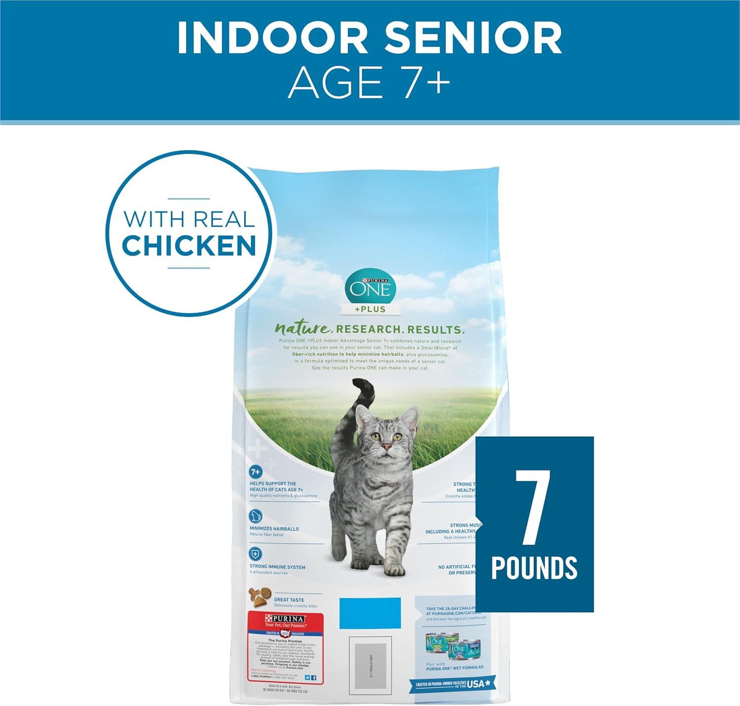 imagePurina ONE High Protein Natural Senior Dry Cat Food Indoor Advantage Senior  35 lb Bag7 Pound Pack of 1