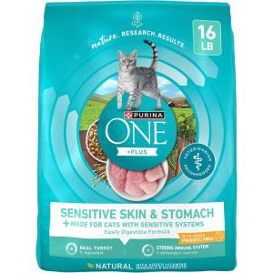 imagePurina ONE Sensitive Stomach Sensitive Skin Natural Dry Cat Food Plus Sensitive Skin and Stomach Formula  16 lb BagTurkey
