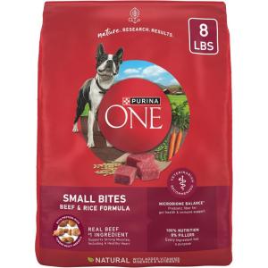 imagePurina ONE Small Bites Beef and Rice Formula Small High Protein Dry Dog Food Natural With Added Vitamins Minerals and Nutrients  311 lb BagBeef  Rice  Small Bites