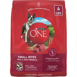 imagePurina ONE Small Bites Beef and Rice Formula Small High Protein Dry Dog Food Natural With Added Vitamins Minerals and Nutrients  311 lb BagBeef