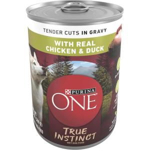 imagePurina ONE High Protein Wet Dog Food True Instinct Tender Cuts in Dog Food Gravy With Real Beef and WildCaught Salmon  Pack of 12 13 oz CansChicken