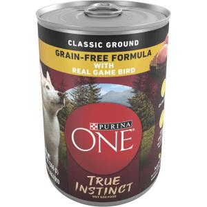 imagePurina ONE High Protein Wet Dog Food True Instinct Tender Cuts in Dog Food Gravy With Real Beef and WildCaught Salmon  Pack of 12 13 oz CansReal Game Bird