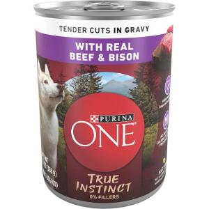 imagePurina ONE Plus Classic Ground Vibrant Maturity Adult 7 Plus Turkey And Barley Entree Senior Dog Food  Pack of 12 13 oz CansBeef  Bison