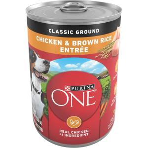 imagePurina ONE Plus Classic Ground Vibrant Maturity Adult 7 Plus Turkey And Barley Entree Senior Dog Food  Pack of 12 13 oz CansChicken  Brown Rice