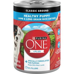 imagePurina ONE Plus Wet Puppy Food Classic Ground Healthy Puppy Lamb and Long Grain Rice Entree  Pack of 12 13 oz Cans